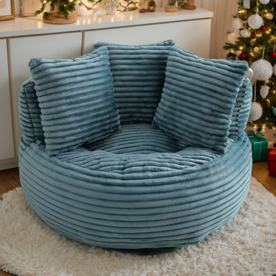 45" Corduroy Giant Bean Bag Chair, Comfy Lazy Sofa with Armrests & 3 Pillows, Oversized Bean Bag Couch with Deep Seat, Lounge Floor Sofa for Adults, by Latitude Run