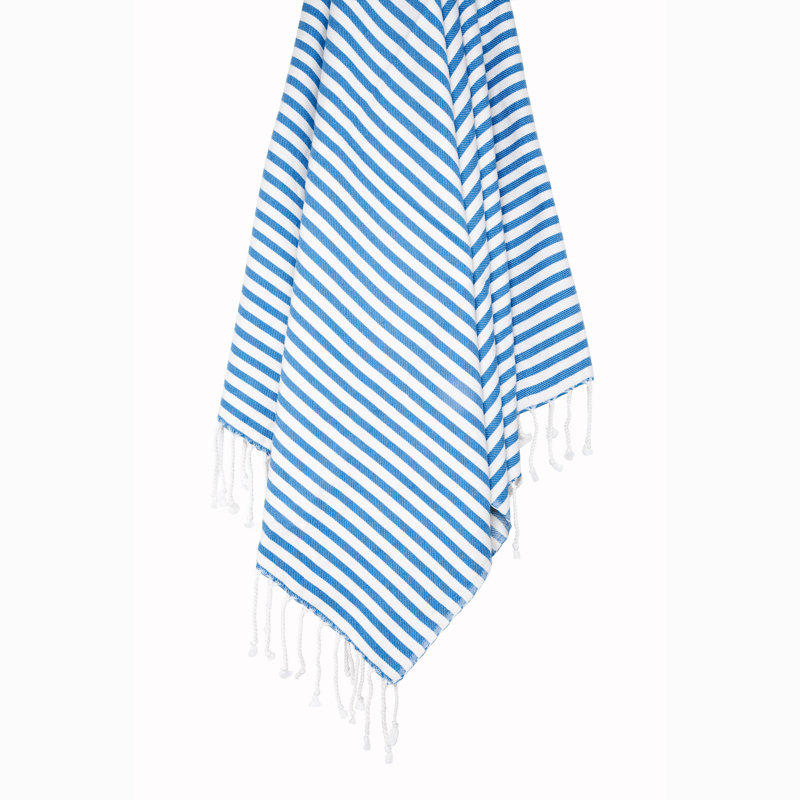 Serviette turque amusante à rayures pour la plage et le bain, Bleu