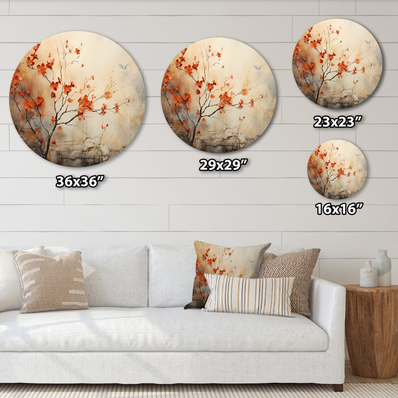 Bauxite - Art floral rond en métal, H 16 po x l 16 po