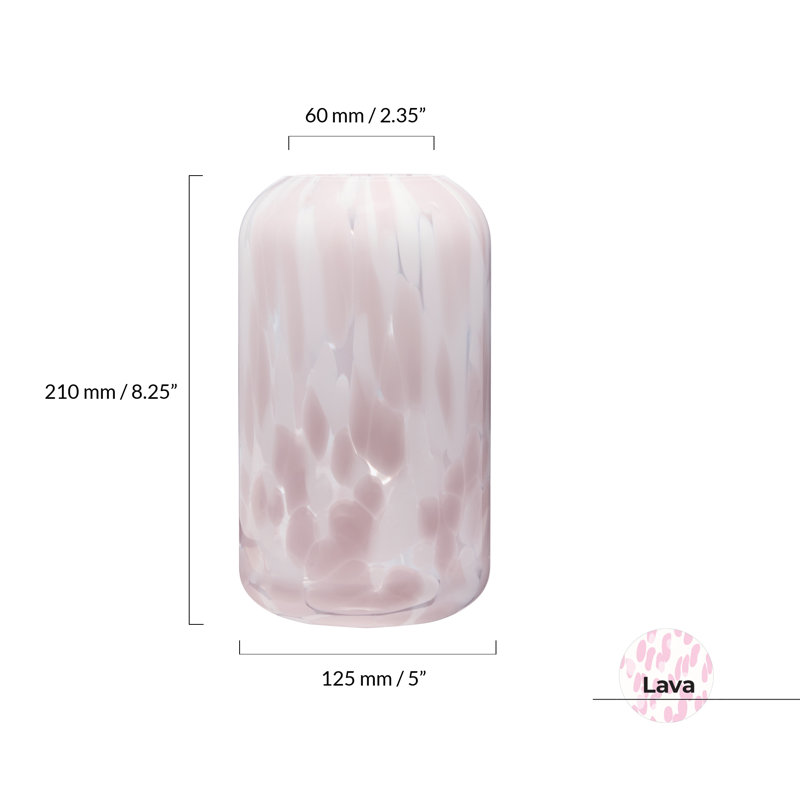 Lava Handmade Glass Table Vase, 21cm H x 12.5cm W x 12.5cm D, Pink