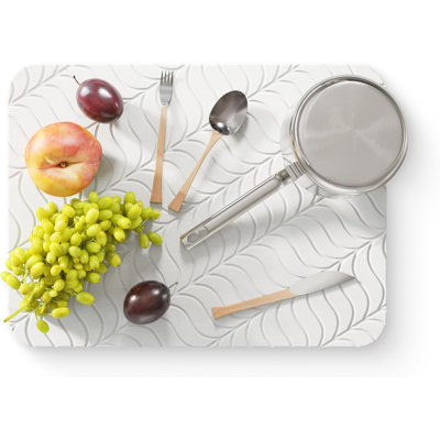 Tapis de vaisselle blanc en diatomite anti-dérapant 16 x 12 po