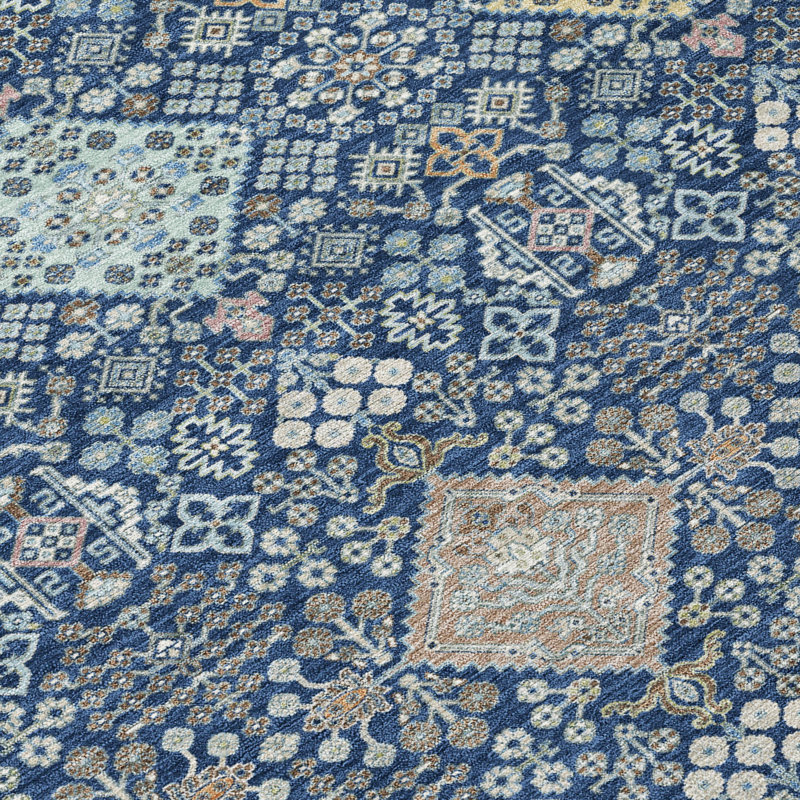 Tapis traditionnel lavable à la machine intérieur / extérieur ACN2440, Marine, 9 pi x 12 pi