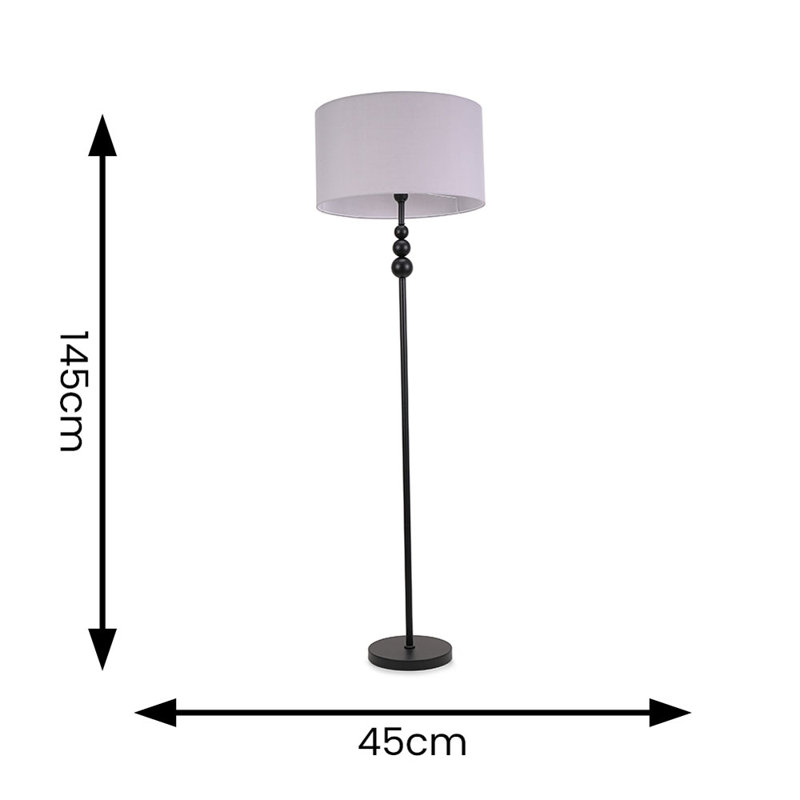 Randalia 145cm Traditional Floor Lamp, Grey, Black
