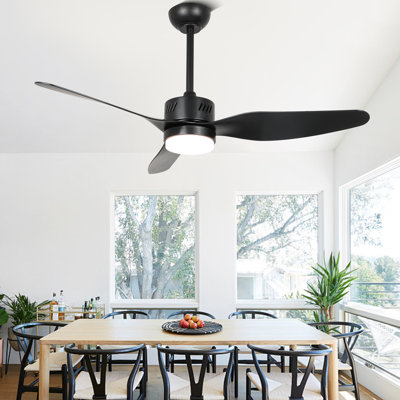 Ventilateur de lustre d'intérieur de 46 pouces, ventilateur de plafond noir moderne avec lumières et télécommande, ventilateur de plafond réversible à 6 vitesses pour la chambre à coucher