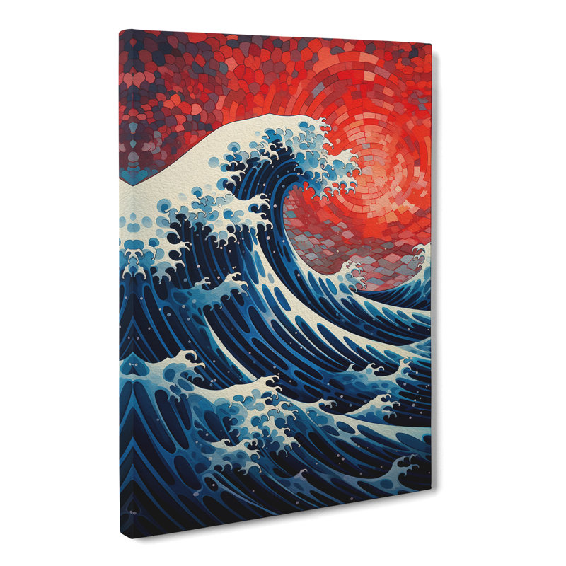 Wave Japanese Geometric Art No.3 - Wrapped Canvas, 76cm H x 50cm W x 3cm D
