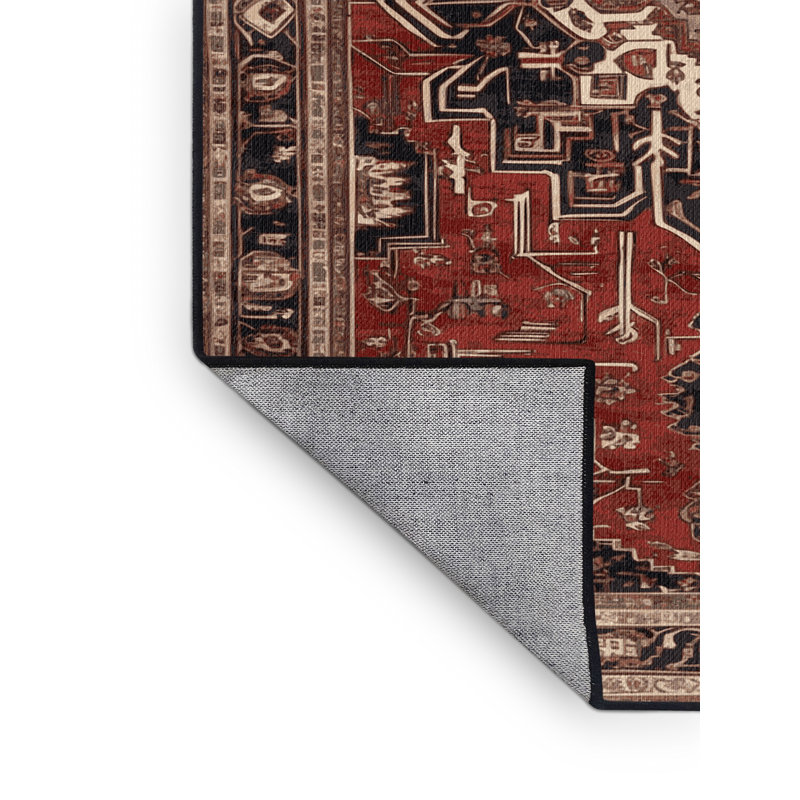 Machine Washable Persian Brown Area Rug, Rectangle 5' x 8'