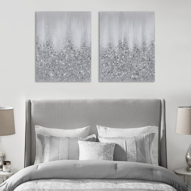 Décoration murale sur toile, très embelli avec des détails de paillettes et de pierres, fait à la main, 22 x 28 po, œuvre d'art d'intérieur, 2, textures, l 22 po x H 28 po, décoratif