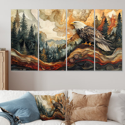 Eagle In A Large Forest Landscape - Eagle Animal Wall Art - Modern Wall Art Set