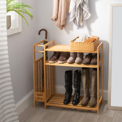 9 - Pair Solid Wood Shoe Rack