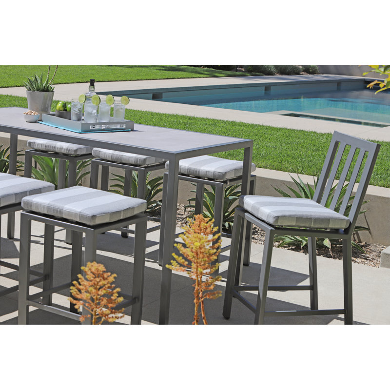 Quadra Outdoor Rectangle Counter Table, Pallazo White, Carbon Black, 33" W x 75" L x 37.5" H
