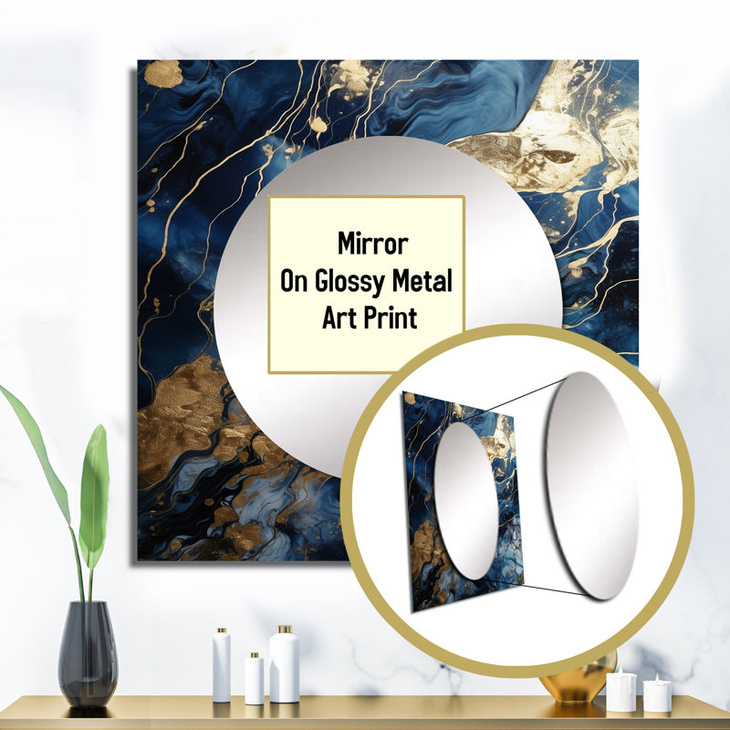 Sharlend - Abstract Marble Square Mirror Wall Decor For Bedroom, 29" x 29"