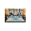 Tapis tissé lavable à la machine à motif d'étoiles turquoise
