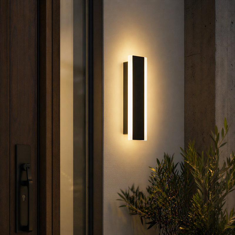 Linear Black Dimmable Outdoor Led Wall Light With Back Plate, 11.8"H x 3.14" W x 1.78" D