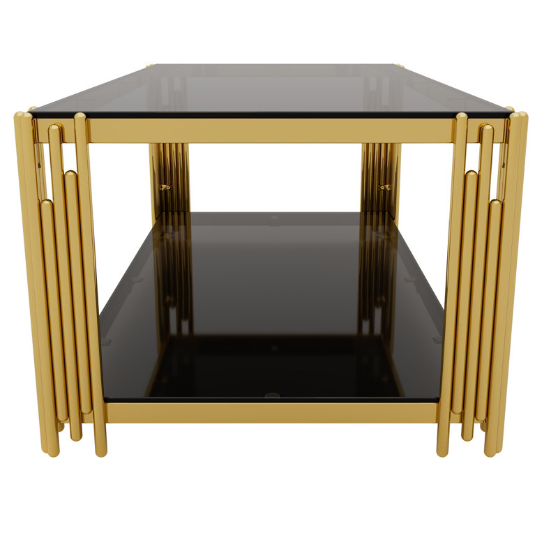 Table basse moderne rectangulaire noire, miroir, Noir