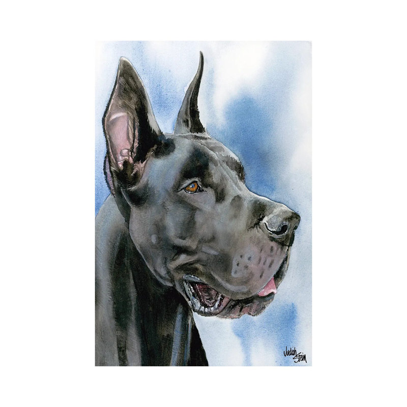 Big Danish - Black Great Dane by Judith Stein - Wrapped Canvas Painting, 30.48cm H x 20.32cm W