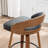 Modern Swivel Upholstered Counter Stool With 360° Swivel, Barrel Seat & Curved Backrest-120155855-120155852