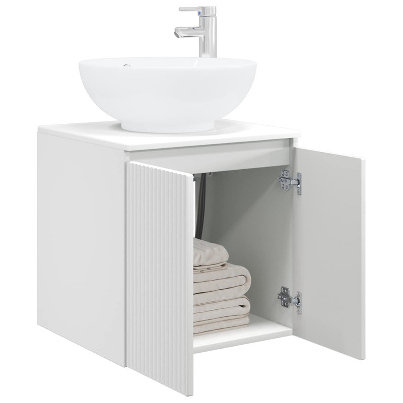 Single Bathroom Vanity with Ceramic Basin, White