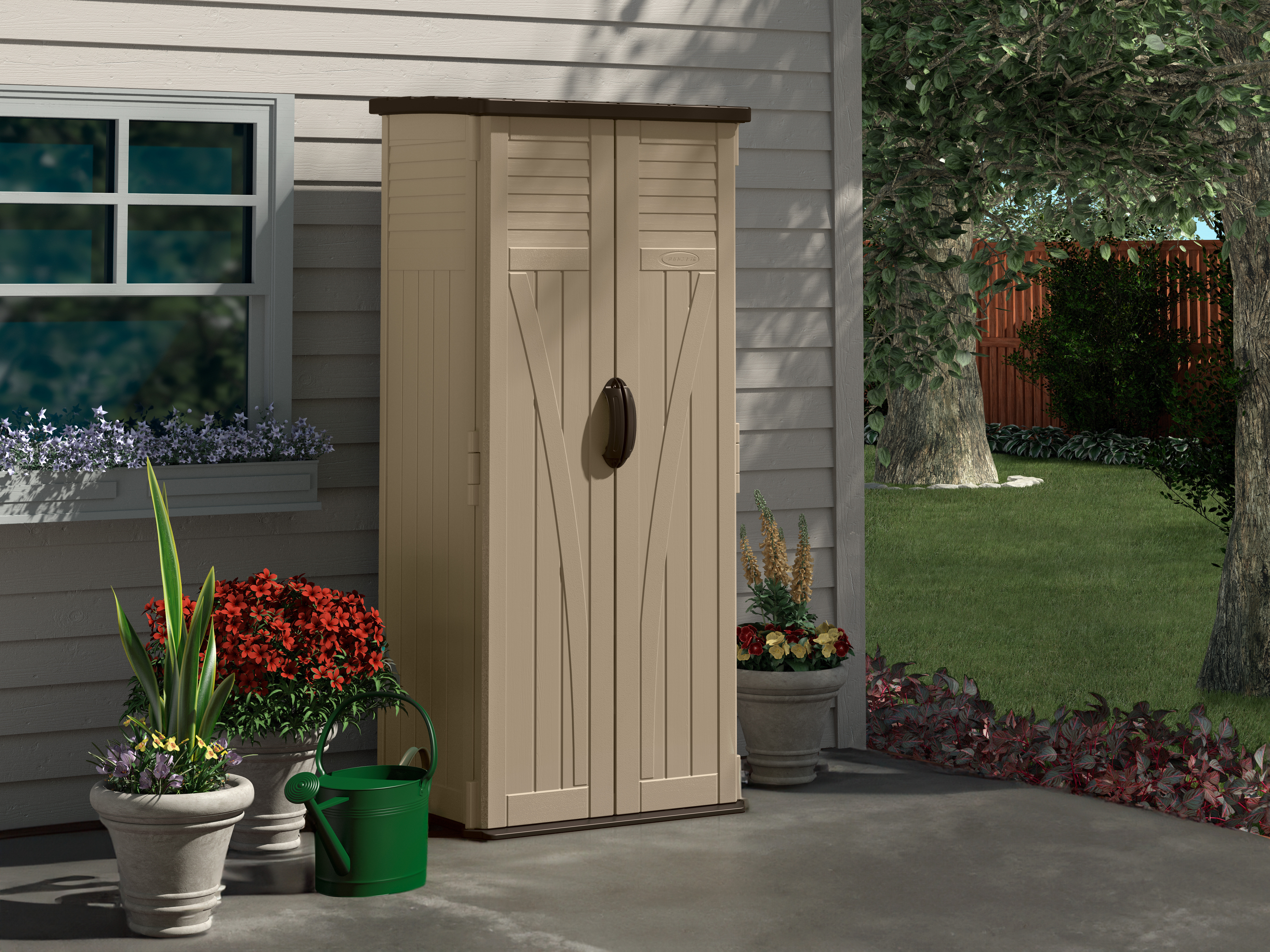Suncast 2 ft. 9 in. W x 2 ft. D Plastic Vertical Tool Shed & Reviews | Wayfair