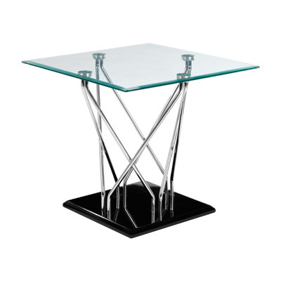 Hallow Glass Top Cross Legs End Table