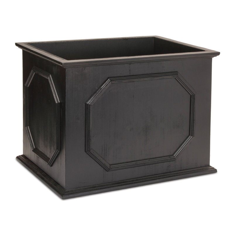 Wooden Box Planter, 11.1" H x 13.05" W x 8.25" D, Black