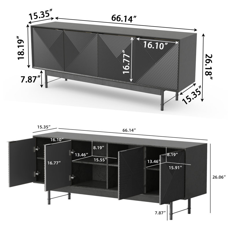Mid-Century Modern Tv Stand With High Legs For TVs Up To 65"
