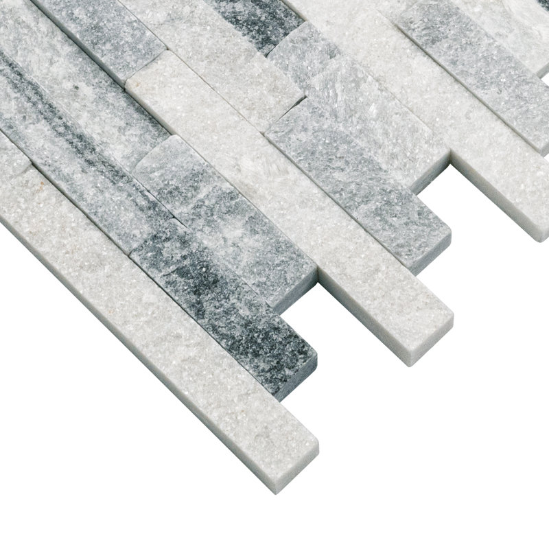 Hana Alloy 12 in. x 13 in. Splitface Marble Mosaic Floor and Wall Tile