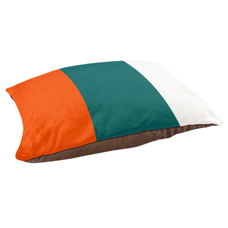Coussin d'extérieur pour chien Florida Tribe, Small (28" W x 18" D x 6" H), Orange / vert / blanc