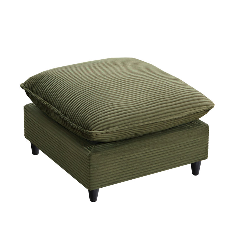 Canapé modulaire avec repose-pieds 31,5 po Annamaria, Velours côtelé vert