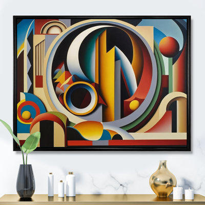 Circular Retro Dynamics II - Abstract Geometric Framed Canvas Print