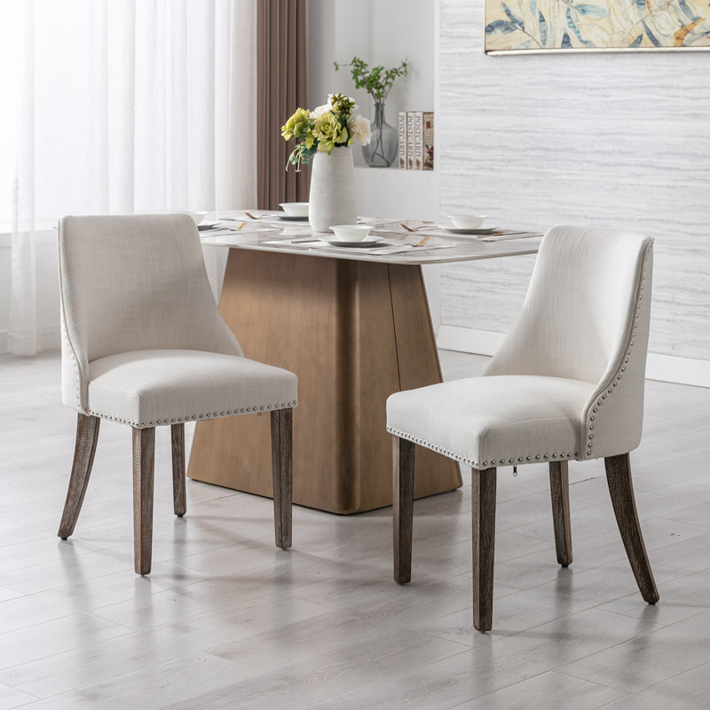 Umina 19.5'' H Upholstered Side Chair, Cream, Light Brown