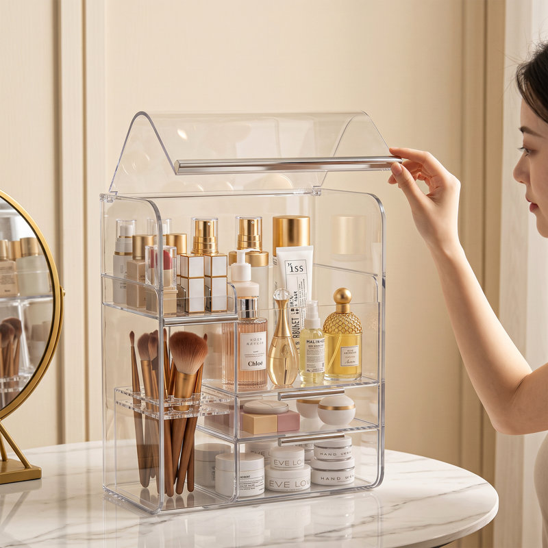 Organisateur de maquillage, transparent, Clear