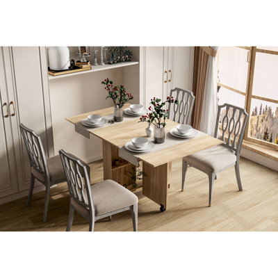 Table pliante gain de place pour les repas, 2 espaces de rangement, rectangulaire, 6 places, style moderne, bois de peuplier, montage facile. Comprend 2 tables à manger, des espaces de rangement et est facile à installer, nettoyer et entretenir.