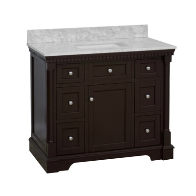 Ensemble de meuble-lavabo simple 42 po avec armoire chocolat et comptoir en marbre de Carrare