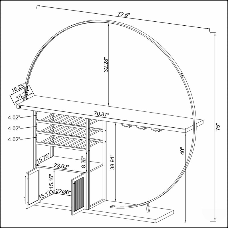 Bar à DEL 2 portes Casey avec éclairage personnalisable et beaucoup de rangement, parfait pour les réceptions modernes