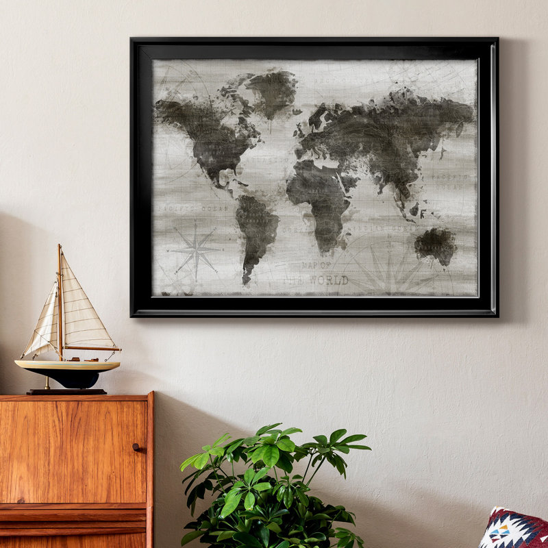 Carte de voyage avec toile de qualité supérieure, prête à être accrochée, Cadre noir, H 18,5 po x l 24,5 po x P 1 po