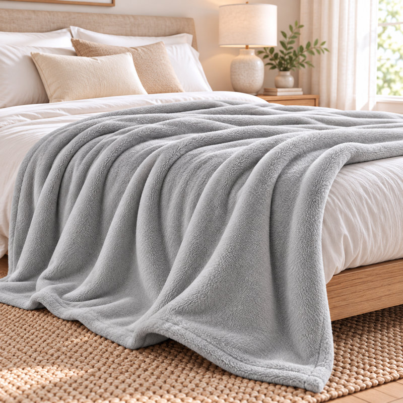 Continental Bedding Soft Microfleece Blanket, Lightweight Cozy All-Season Fleece Blanket, 90" W X 90" L, Gray