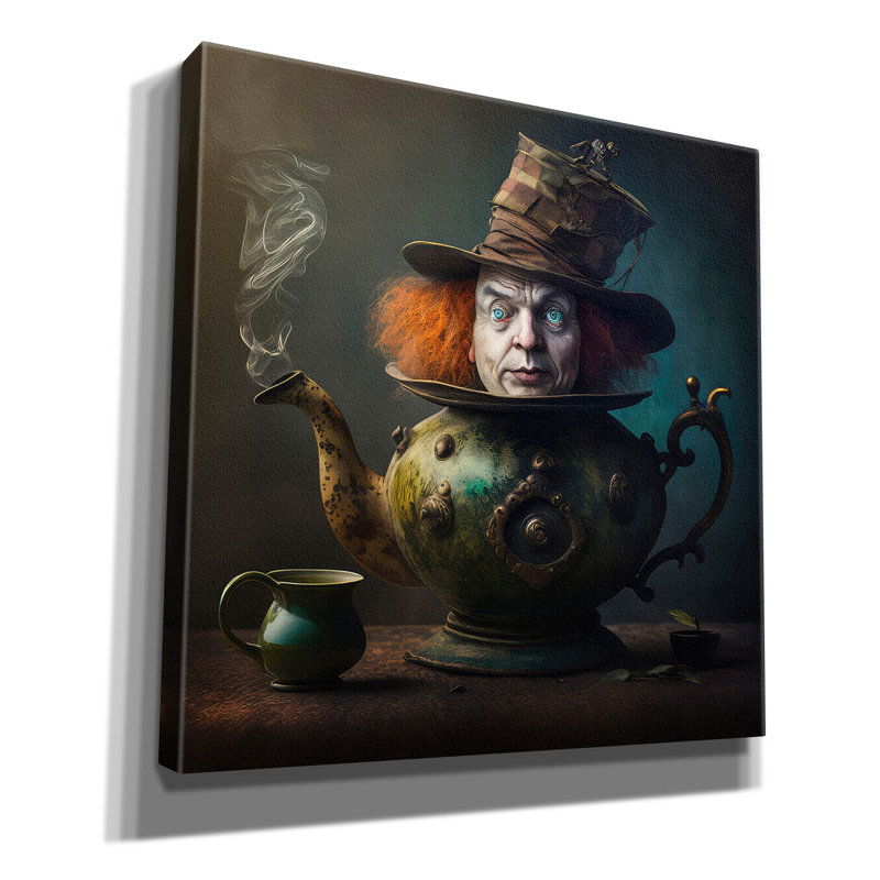 «Mad Hatter In The Teapot» par The Golden Valley, H 12 po x l 12 po x P 0,75 po