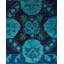Tapis bleu contemporain en laine noué à la main surteint 6 pi 1 po x 8 pi 5 po