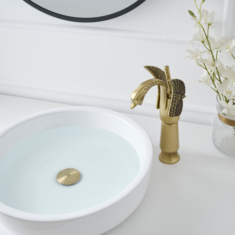 Robinet pour vasque de salle de bain monocorps et monocommande Swan, Laiton antique