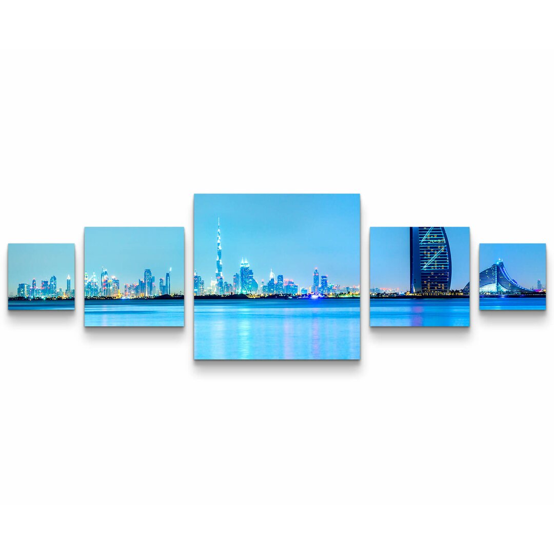 5-tlg. Leinwandbilder-Set Skyline Dubai