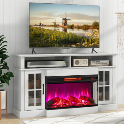 36 in. Freestanding Electric Fireplace in Black with 8 Flame Colors & 5 Brightness, Timer, 3-Sided View, Recessed