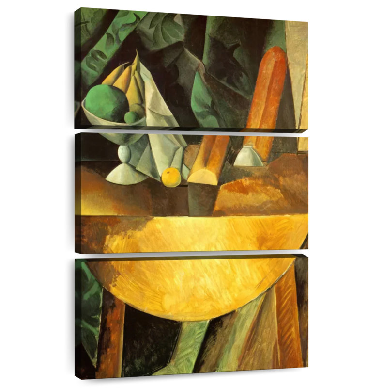 Avery pain et plat de fruits sur une table, H 45 po x l 28 po