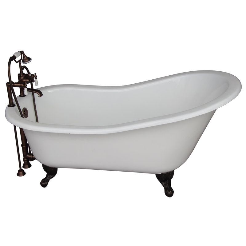 Baignoire en fonte trempée 61 "x 31" avec robinet Icarus, Bronze huilé