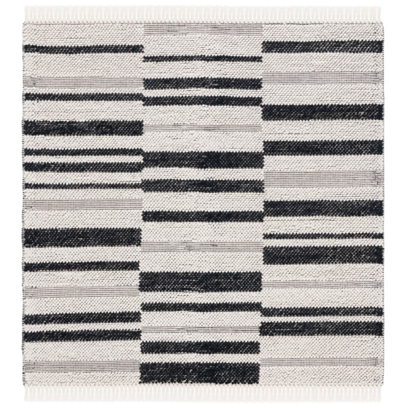 Tapis ivoire / noir Charvik, Carré 6 pi