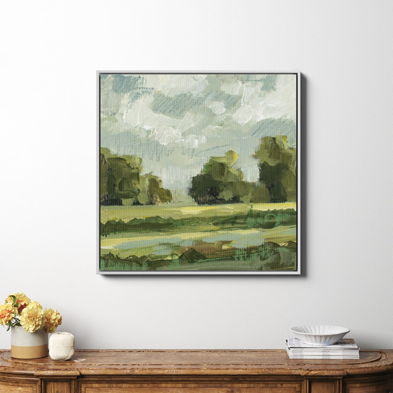 Abstrait paysage paire 12 par Miss Mustard Seed, Non, Toile avec cadre blanc, H 36 po x l 36 po x P 2 po