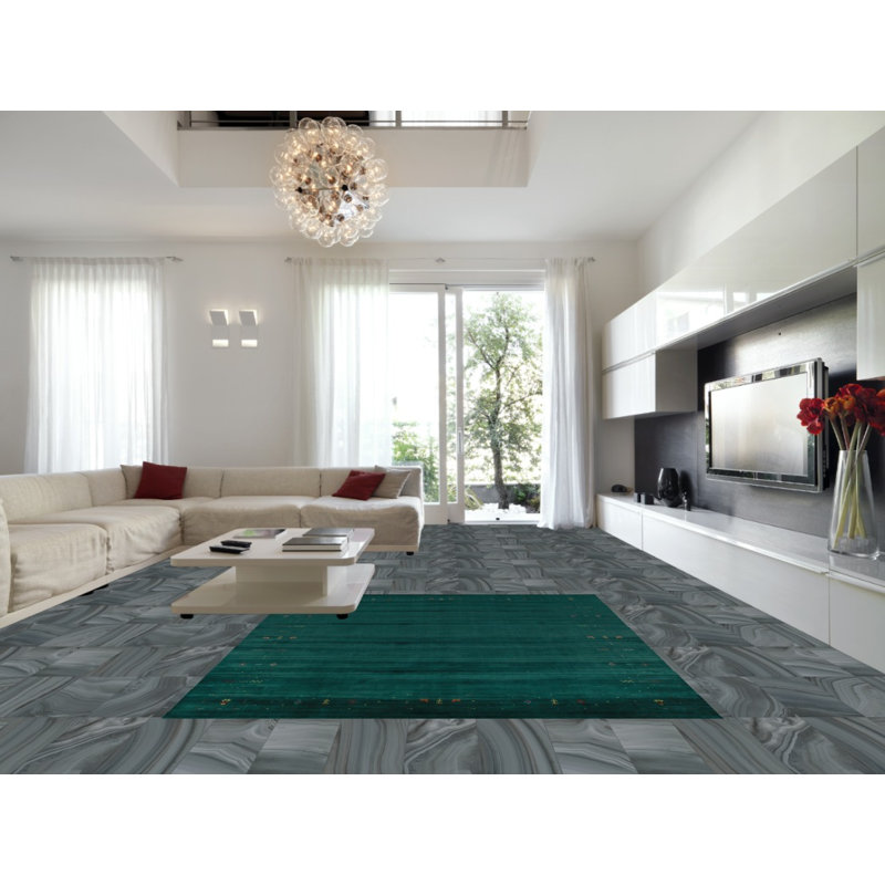 Tapis tribal vert Gabbeh 8 x 10