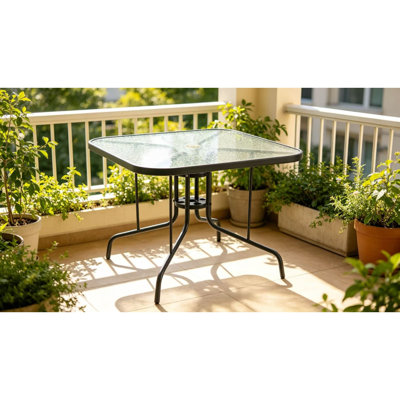 Tables de patio modernes, table de salle à manger en acier trempé de 35 pouces pour la cour