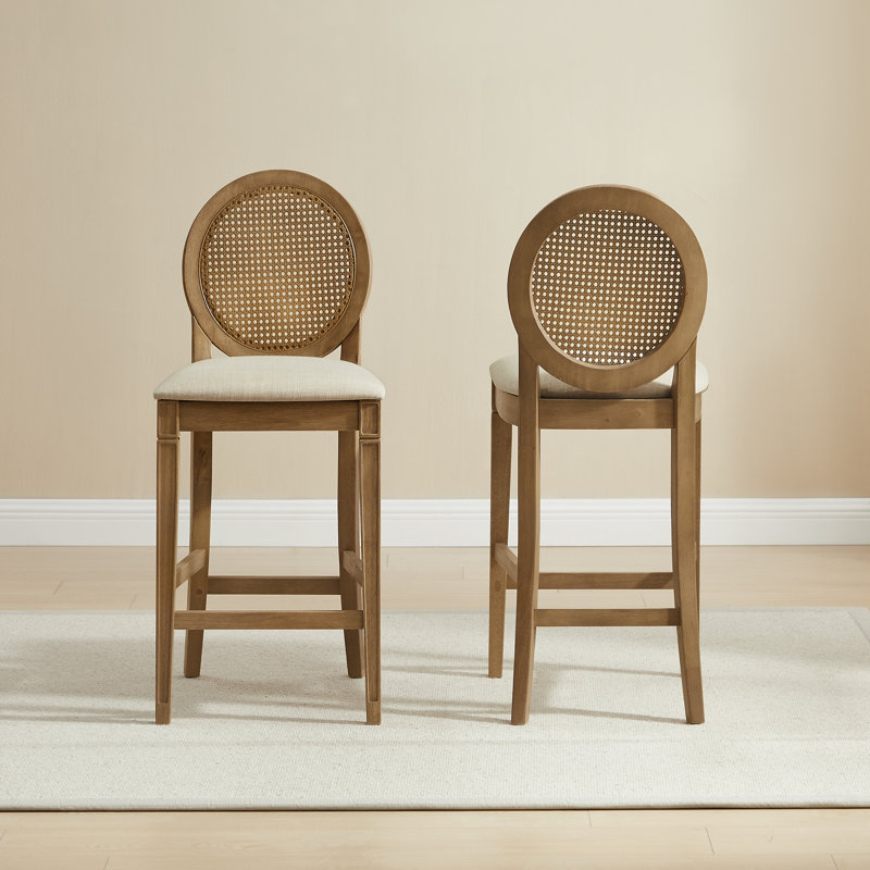 Jacolyn 2-piece Upholstered Cane-back Counter Stool Set