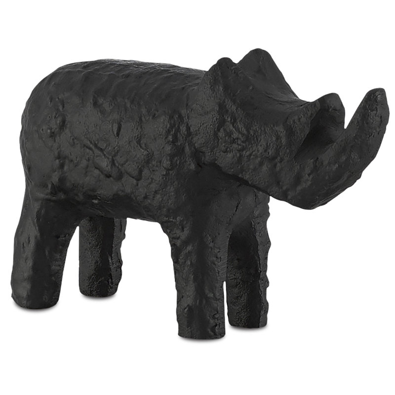 Kano Rhino Figurine, 7.75" H x 3" W x 11" D, Silver