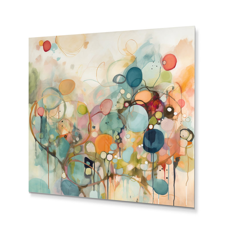 Earleene Earleene, rose, bleu, minimalisme, fludité I sur impression métallique, H 16 po x l 16 po x P 1 po